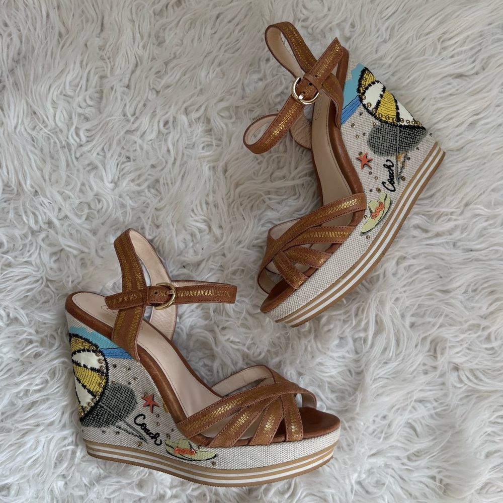 Rare Coach Caroline Beach Wedge Sandals